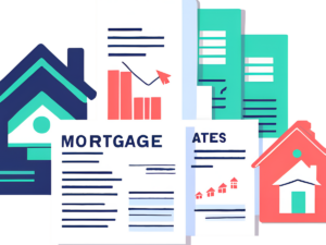 mortgage rate image of house and mortgage documents